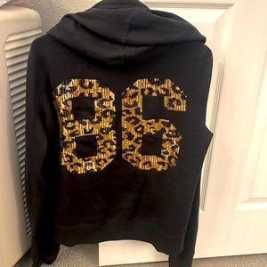 Victoria Secret Pink sweatshirt with 86 in gold and black sequins